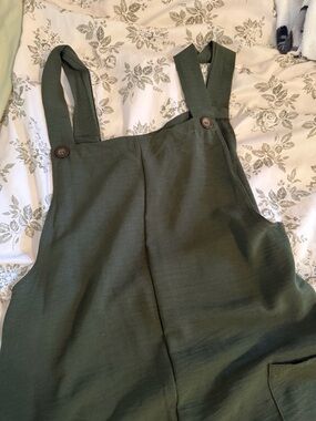 Women's Olive Green Cotton Overalls Jumpsuit